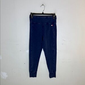 Tommy Hilfiger Sport Blue Logo Detail Distressed Fabric Leggings Size Small
